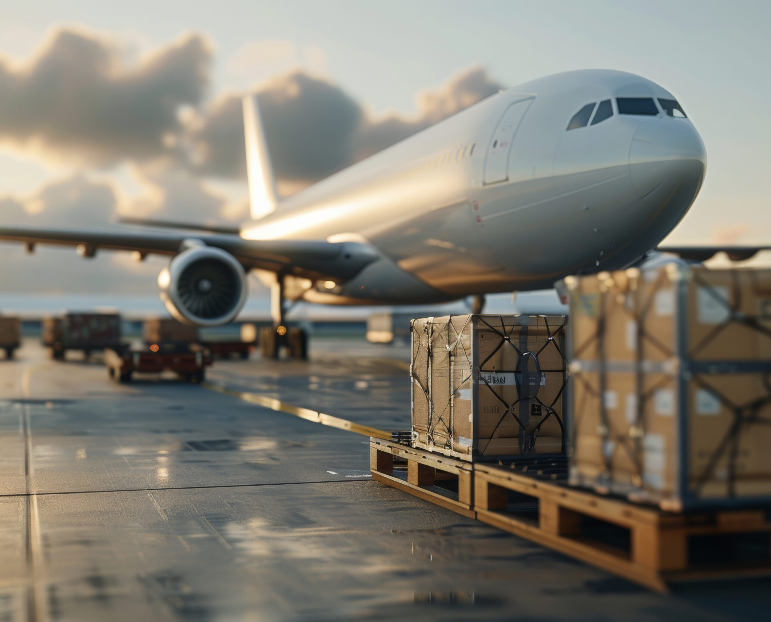Airplane Cargo Loading at Sunset